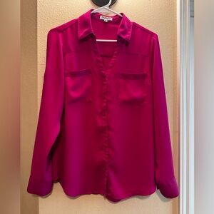 Women’s Vibrant Pink Button-Up Blouse